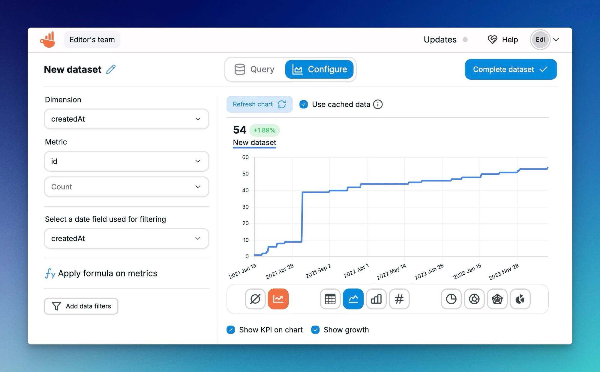 The new Dataset preview window