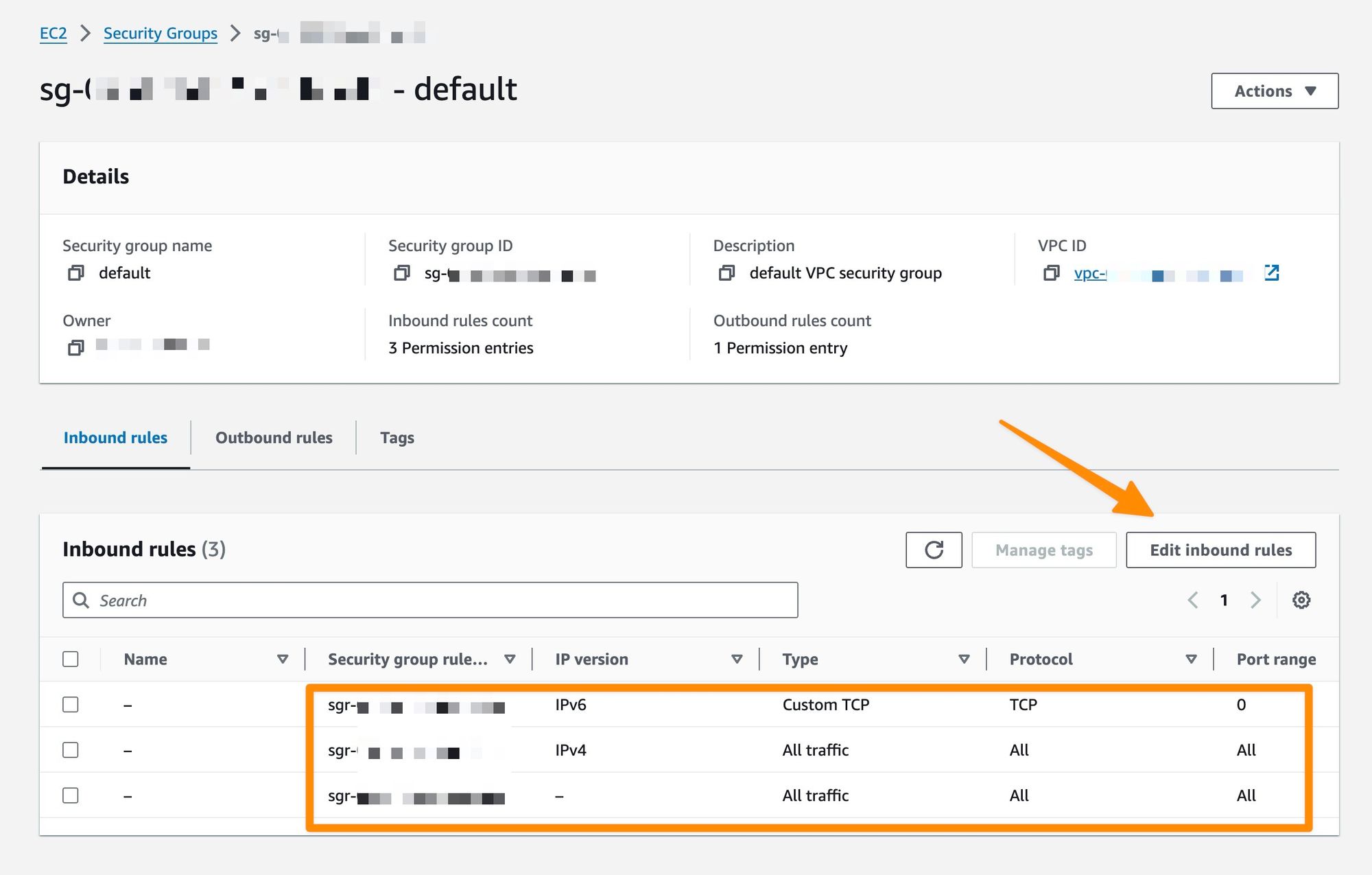 Adjustic VPC settings for Amazon RDS