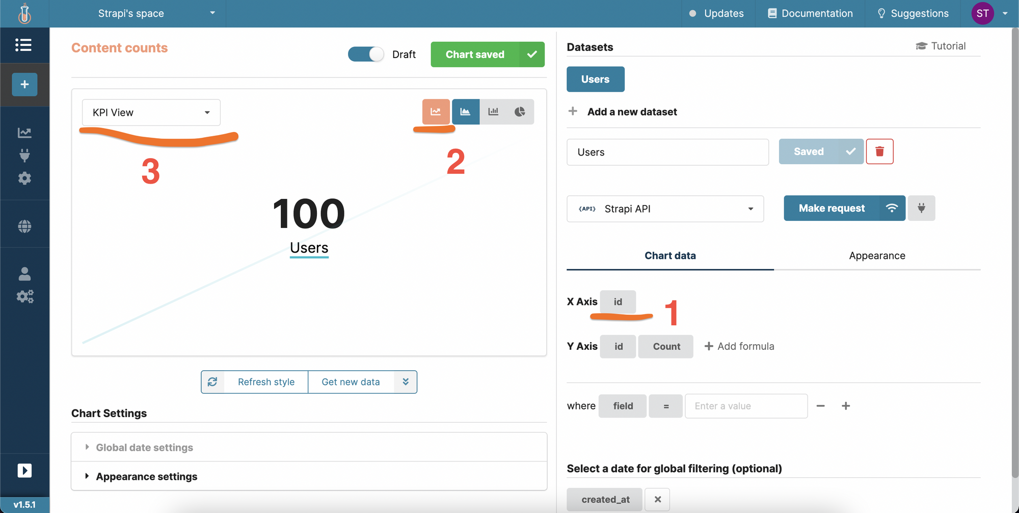 The Strapi chart builder in Chartbrew