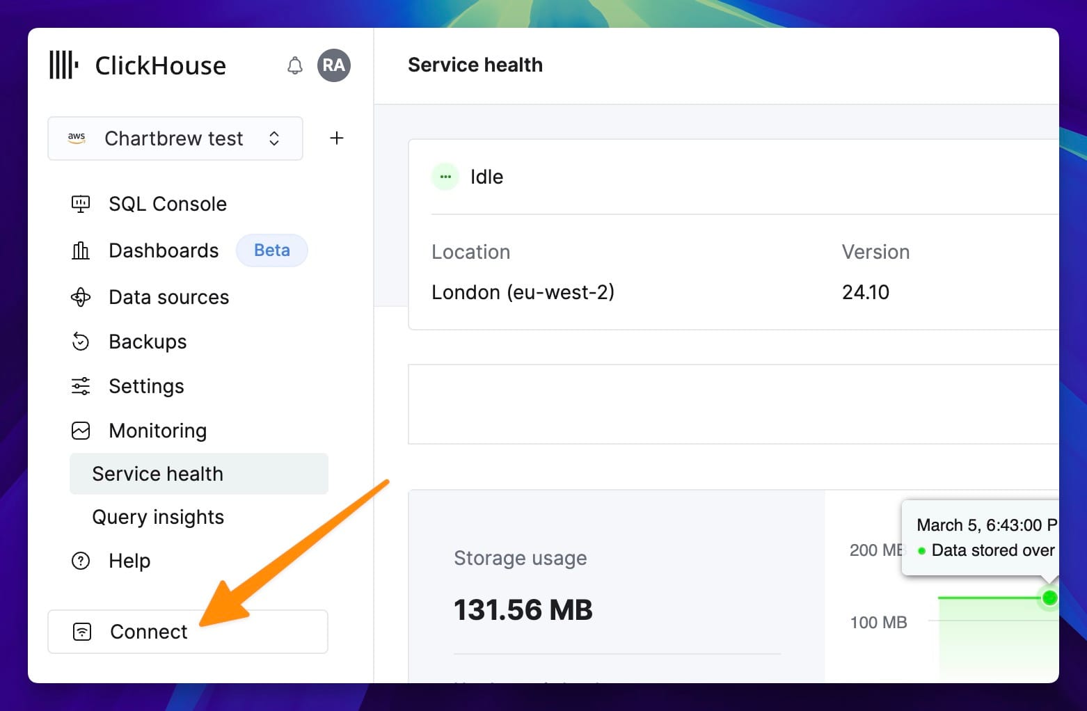 ClickHouse dashboard