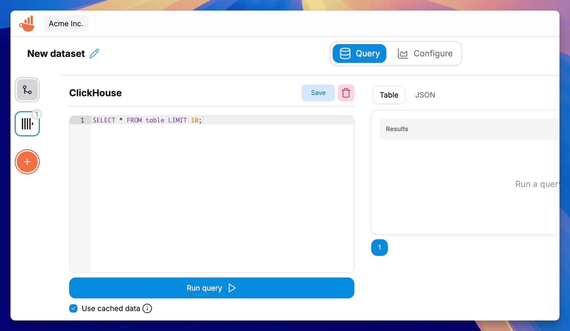 ClickHouse query from Chartbrew